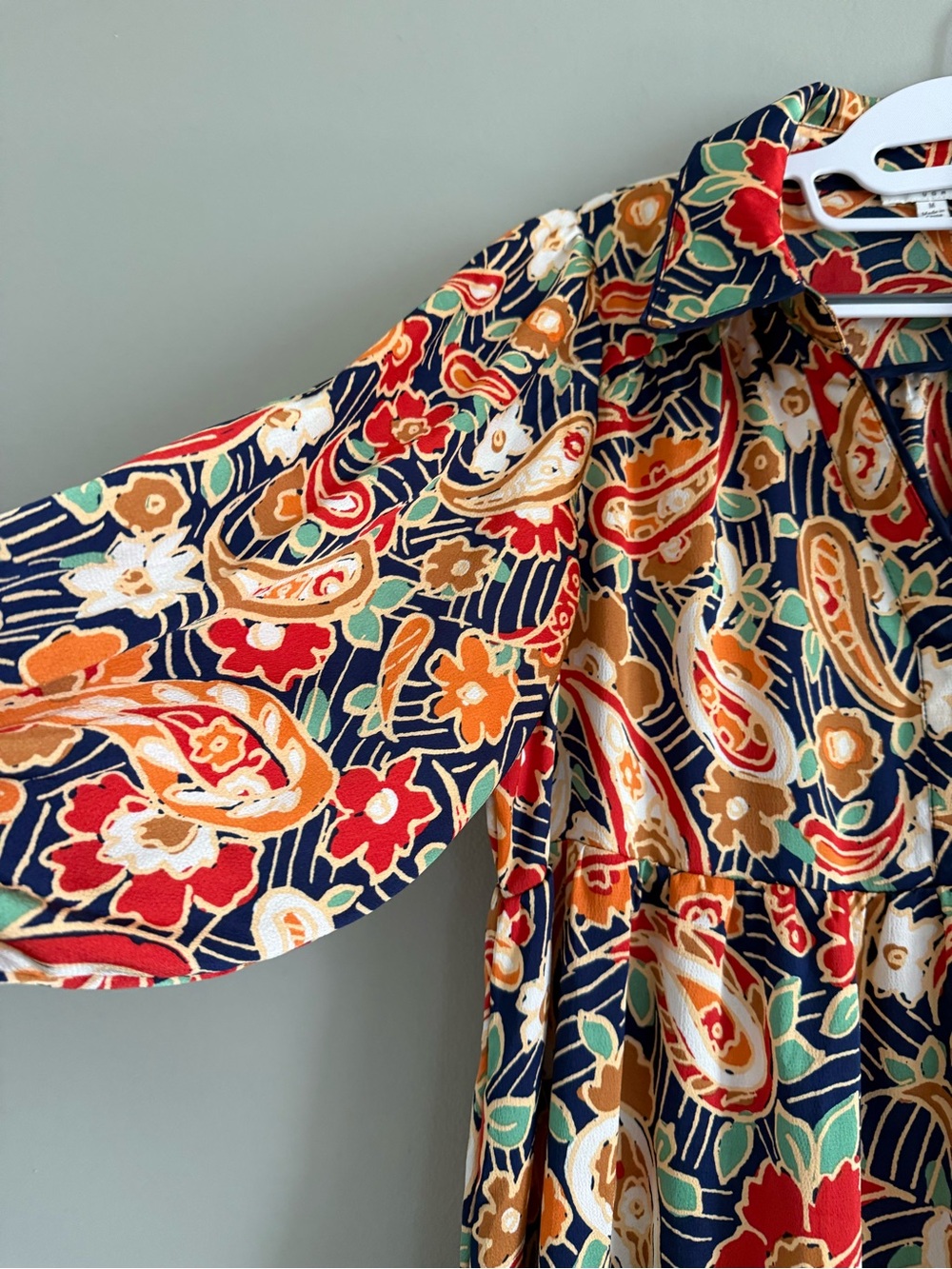Umgee Paisley Floral Tiered Midi Dress Navy Orange Boho Size Medium - Picture 3 of 9